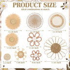 Chunful 9 Pcs Boho Nursery Wall Decor Daisy Flower Woven Macrame Seagrass Rattan Basket Wall Hanging Bohemian Decorations Gifts for Home Dorm Art Farmhouse Bedrooms Living Room (Boho)