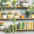EOBTAIN Green Plant Tapestry Cactus and Floral Potting on Bookshelf Tapestries Hanging Botanical and Reading Tapestry Wall Hanging Decor for Bedroom Living Room 60x40 Inch