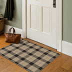 Washable 2x3 Plaid Rug Entry Way Indoor - No Shed Easy Jute Small Throw Rug for Kitchen, Non Slip Rustic Farmhouse Door Mat Indoor Entrance, Low Pile Black and Tan Checkered Buffalo Entryway Décor