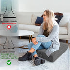 MeMoreCool Floor Pillow 22"x22" – Tufted Meditation Cushion with Foam Core, Grey Washable Cover & Handle | 5" Thick Firm Foam | for Adults, Kids, Yoga, Tatami, Pet Seating