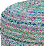 SIMPLIHOME Margo Round Pouf - 20 inch Wide Handwoven Jute and Cotton Braided Ottoman in Green, Boho-Style Footstool or Extra Seating for Living Room or Bedroom with Polystyrene Bead Filling, Assembled