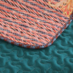 Exclusivo Mezcla 50"x 60" Quilted Throw Blanket- Microfiber Quilt Throw with Boho Striped Pattern, Reversible Teal and Orange Versatile Lap Quilt for All Seasons, Lightweight Throws for Bed/Couch/Sofa