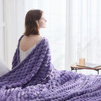NEWCOSPLAY Super Soft Queen Blanket Lavender Premium Silky Flannel Fleece 3D Clouds Stylish Jacquard Lightweight Bed Blanket All Season Use 350GSM (Lavender, Queen(90"x90"))