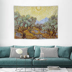 Van Gogh Olive Trees Tapestry Wall Hanging, Vintage Art Wall Decor for Bedroom, Dorm, Living Room, Aesthetic Polyester Tapestry with Hanging Accessories, 30x40 Inch