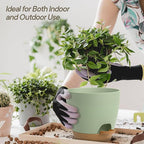Green Hanging Self Watering Pots with Macrame Ivory Rope, 3 Pack Indoor & Outdoor Hanging Plant Pots with Built-in Reservoir, Wick Rope, Drainage Holes & Hooks, Stylish Boho Decor Hanging Planter