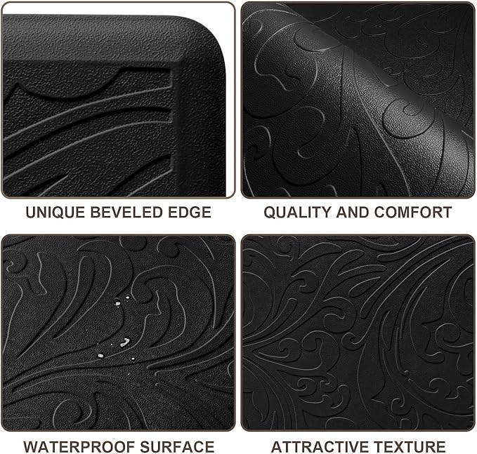 KMAT Kitchen Mat Cushioned Anti-Fatigue Floor Mat Waterproof Non-Slip Standing Mat Ergonomic Comfort Floor Mat Rug for Home,Office,Sink,Laundry,Desk 30"(L) x 20"(W),Black