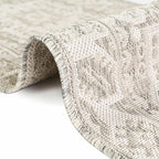 Rugs.com Outdoor Aztec Collection Rug – 2' x 3' Light Gray Flatweave Rug Perfect for Living Rooms, Large Dining Rooms, Open Floorplans