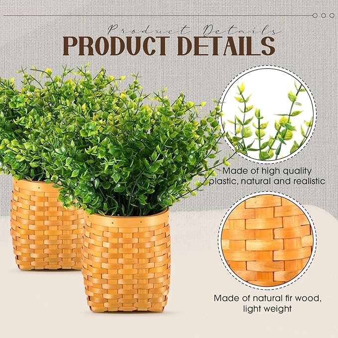 3 Pack Wall Hanging Wicker Basket with Artificial Eucalyptus Farmhouse Woven Storage Organizer Wood Flower Plants Basket Rustic Wall Decor for Porch Living Room Bedroom Entryway