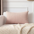 Kevin Textile Valentines Day 14x24 Inch Pillow Cover 1 Pack Boho Decorative Soft Striped Corduroy Lumbar Farmhouse Accent Rectangle Cushion Case for Living Room Couch Sofa Bed, Light Pink