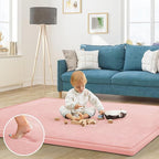 Baby Play Mat for Floor Nursery Rug Muscle Mat Area Rug Playroom Rug 79"x79" Playpen Mat Memory Foam 1.3" Thick Crawling Mat for Babies,Toddlers, Infants, Kids,Light Pink