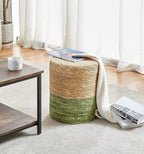 Wimarsbon 2Pcs Pouf Ottomans, Natural Seagrass Foot Stool, Hand Weaving Round Ottoman, Boho Decorative Seat, Jute Braided Pouffe Poof Accent Sitting Footrestfor Living Room