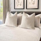 MIULEE Pack of 2 Cream Beige Decorative Pillow Covers 18x18 Inch Soft Chenille Luxurious Couch Throw Pillows Farmhouse Cushion Covers with Elegant Design for Sofa Bedroom Living Room Spring Decor