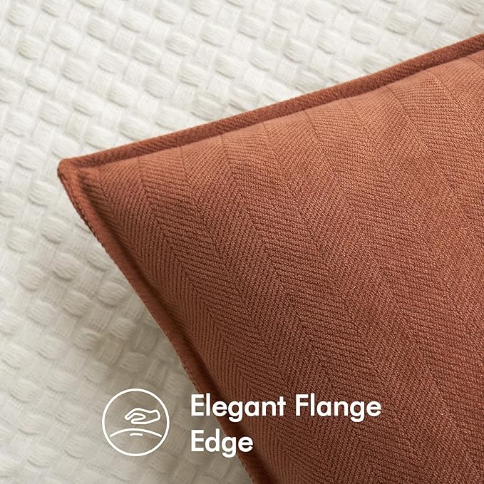 MIULEE Pack of 2 Burnt Orange Decorative Pillow Covers 18x18 Inch Soft Chenille Luxurious Couch Throw Pillows Farmhouse Cushion Covers with Elegant Design for Sofa Bedroom Living Room Home Decor