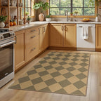 Lessymo Checkered Entryway Rug 3x5, Easy Jute Washable Area Rugs for Living Room Outdoor Patio, Non Slip Indoor Door Mat Farmhouse Neutral Carpet for Guestroom Foyer Backyard, Diamond Brown/Beige