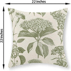 Sage Green Pillow Covers 22x22 Set of 2 Boho Floral Hydrangea Herbs Botanical Throw Pillow Cover Outdoor Decoration Pillow Cases Vintage Flower Linen Cushion Case Decorative for Couch Sofa