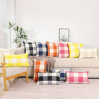 CARRIE HOME Burnt Orange Plaid Fall Lumbar Pillow Covers 12x20 Set of 2 Farmhouse Buffalo Plaid Halloween Lumbar Pillows 12 x 20 Outdoor Farmhouse Decor for Couch Sofa and Patio