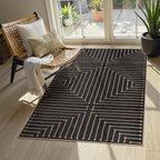 Lahome Neutral Geometric 3x5 Easy Jute Rug, Washable Rugs for Bedroom Entryway Outdoor Patio Porch Carpet, Farmhouse Rhombus Non Slip Non Shedding Black Carpet for Kitchen Entrance Balcony