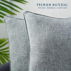 HPUK Linen Throw Pillow Covers Pack of 2, 18x18 Inch Accent Cushion Covers for Living Room, Bedroom, Decorative Solid Color Pillow Covers for Couch, Sofa, Chair, Grey