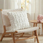 AVOIN colorlife Cream White Spring Bow Throw Pillow Covers Set of 2, 16 x 16 Inch Coquette Aesthetic Room Decor Soft Plush Faux Fur Cushion Case for Girls Room