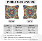 KSLIDS Boho Mandala Floral Soft Velvet Throw Pillow Covers Set of 2 Navy Blue Orange Flower Decorative Pillow Covers 16x16 Inch Abstract Retro Pillow Case for Sofa Couch Outdoor Modern Home Decor