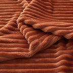 MIULEE Rust Throw Blanket 3D Ribbed Jacquard Fleece Flannel Velvet Plush Decorative Bed Blanket (Throw, 50" x 70") - Super Soft, Lightweight, Warm and Cozy for Couch Sofa