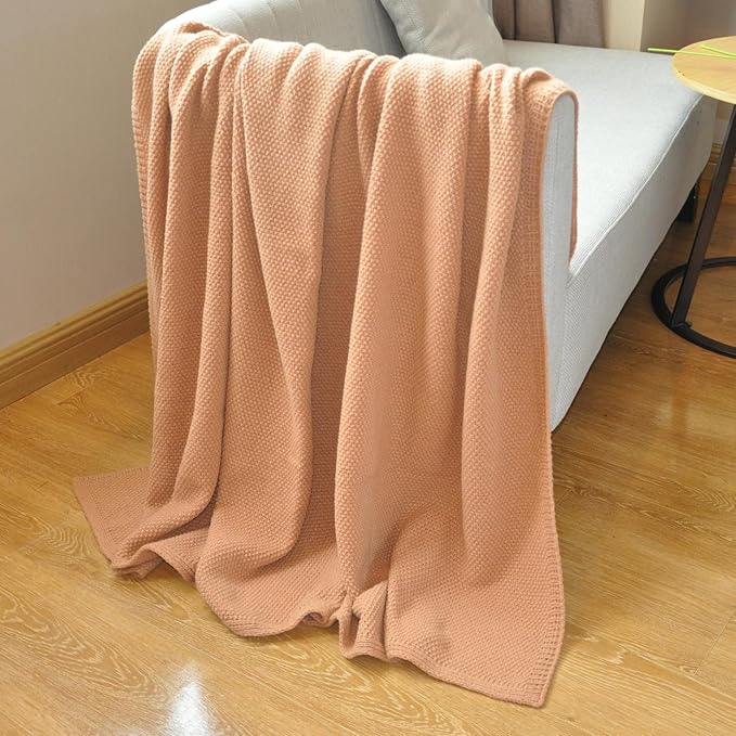 Throw Blanket for Couch,Soft Cozy Cable Knit Throw for Bed Sofa Chair Living Room,Lightweight Warm Maximalist Decor Christmas Blanket,55"x60",Tan