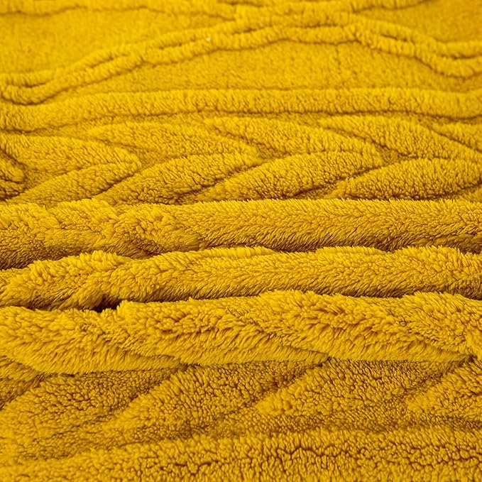 YUSOKI Queen Size Blanket Single Layer,Weight(4.4lb),370GMS-3D Stylish Design for Gift Home Decor (Mustard Yellow,90"x90")