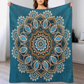 Ornamental Mandala Throw Blanket Indian Hippie Bohemian Art Floral Texture Pattern Blanket for Sofa Bed Couch Chair Or Dorm 70"x80"