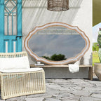 24x35 Inches Wooden Farmhouse Oval Mirror for Wall Decor, Living Room, Bedroom, Bathroom Rustic Decorative Mirrors for Entryway - Vertical or Horizontal Hanging