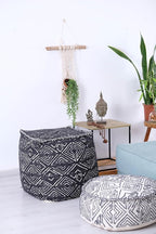 Mandala Life ART Pouf Ottoman - 20x20x20 - Foot Rest Stool White Pouf