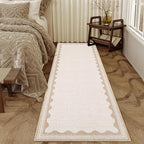GarveeHome Scalloped 2x6 Runner Rug for Hallway Washable Kitchen Rugs Non Slip Solid Beige Modern Soft Low-Pile Indoor Carpet for Entryway Laundry Room Floor Mats