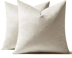 MIULEE 26x26 Inch Euro Sham Velvet Pillow Covers, Set of 2 Large Square Decorative Pillows -Cream White Super Soft for King Bed, Sofa, Couch, Accent Chairs