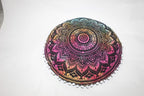 CRAFT KALA Boho Large Floor Pillow Pouf Cover Mandala Meditation Room Pillow Cover for Adults Round Bohemian Seating Pouf Cushion Cover for Kids Playroom 22" Multi Ombre
