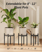 Adjustable Plant Stand Indoor, Bamboo Plant Stand Fits 8 9 10 11 12 Inches, Small Corner Planter Holder for Indoor Plants, Single Floor Plant Stands for Living Room Balcony, Black Tall