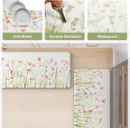 KIMODE Anti Fatigue Kitchen Mat for Floor, Farmhouse Floral Kitchen Rugs Sets of 2, Kitchen Floor Mats Non-Slip, Cushioned Standing Mat for Sink, Laundry, Desk, Home White 17"x47"+17"x29"