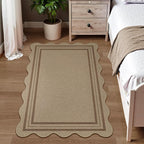 Modern Easy Jute 3x5 Outdoor Patio Rug, Washable Rugs for Entryway Farmhouse Non Slip Indoor Door Mat, Brown Throw Carpet for Entry Backyard Porch Decor