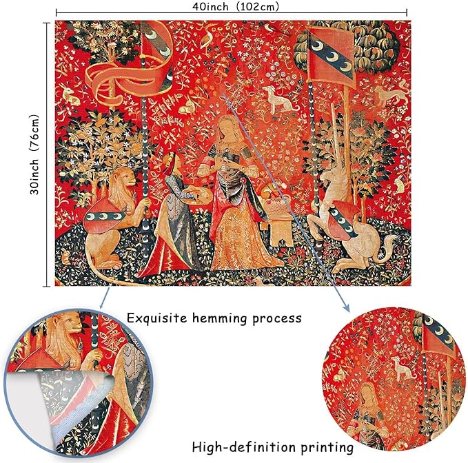 FEASRT Animal Tapestry European Royal Princess Tapestrys Medieval Bohemian Mandala Tapestry, 40x30 Inches Soft Flannelette, for Bedroom Living Room Dorm
