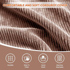 Pouf Ottoman Foot Rest, Comfortable & Soft, Round Footstool for Living Room, Bedroom, Office, Room Decoration, Corduroy Foot Stool Pouf with Odorless & Anti-Clump Filling, Large Brown