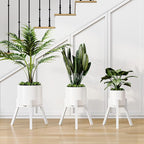 Adjustable Plant Stands Set of 2, Metal Small Plant Holder, Heavy Duty Stable Flower Holder Stand Rack for Various Pot Sizes Indoor Outdoor Corner Living Room Balcony Office White PS-007WH-2