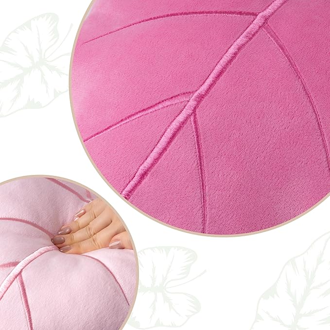 AELS Set of 2 3D Leaves Decorative Valentine Throw Pillows, 23.6" & 18.8" Philodendron Gloriosum Plush Pillow Set for Plant Lovers Garden Lovers, Living Room Bedroom Decor, Hot Pink & Pale Pink