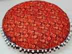 CRAFT KALA Round Mandala Floor Pillow Cover for Adults - Large Meditation Cushion Cover - Premium Outdoor Floor Pouf Cover Seat - Yoga Pillows Cover for Sitting On Floor 32" Maroon Mirchi