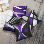 Emvency Set of 4 Purple Throw Pillow Covers Modern Abstract Black Grey Stripes Gray White Acrylic Bold Decorative Pillow Cases Home Decor Square 18x18 Inches Pillowcases