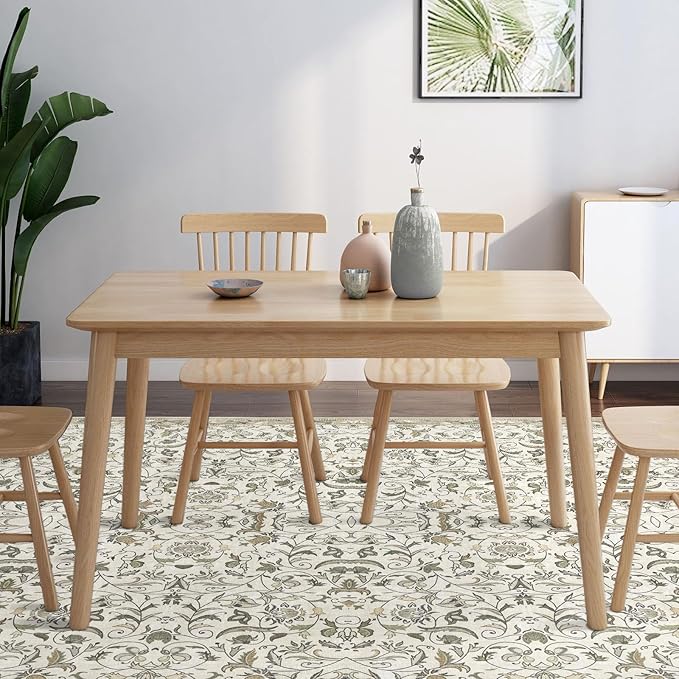 8×10 Washable Large Area Rugs for Living Room, Floral Soft Rug Non Slip Stain Resistant Carpet for Bedroom Dining Room Kitchen Farmhouse Home Decor，Beige Multi 061
