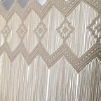Macrame Doorway Curtains Wall Hanging Window Curtain Panels Closet Room Divider Boho Wedding Decor Backdrop Macrame Valance Boho Kitchen Valance (Ivory White, 33.4''W x 35.4''H)