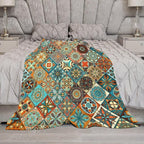 Boho Floral Throw Blanket Mandala Colorful Bohemian Flowers Art Pattern Blanket for Sofa Bed Couch Chair Or Dorm 60"x80"