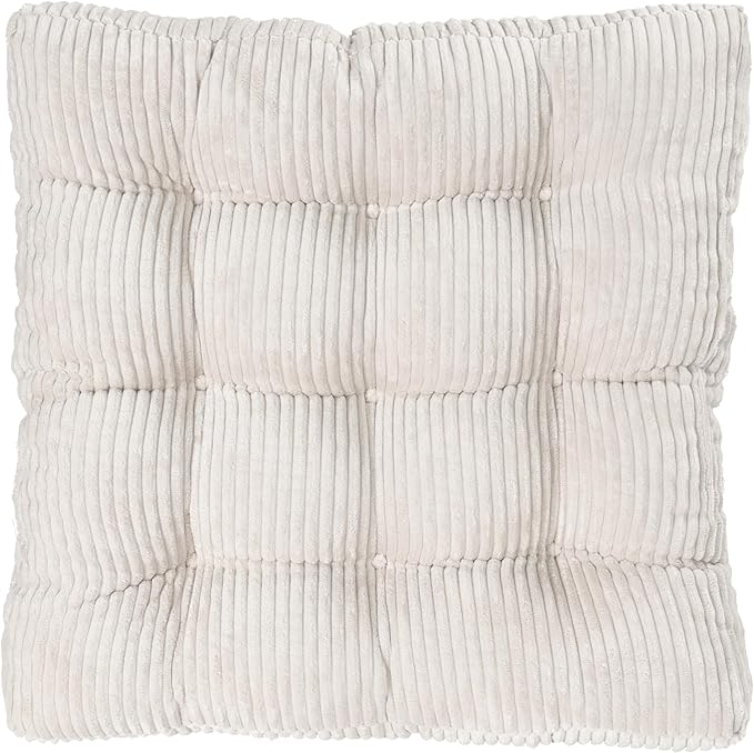 Meditation Floor Pillow Set of 2,Memory Foam Meditation Cushion for Adults Sitting, Large Square Thickened Seat Cushions for Yoga, Tatami Living Room (1, Beige)