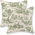 French Country Pillow Covers 18x18 Set of 2 Vintage Sage Green Throw Pillows French Country Outdoor Decorative Pillowcase Retro Rustic Linen Decor Farmhouse Cushion Case for Couch Bed Sofa
