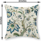 Blue Green Pillow Covers 18x18 Set of 2 Sage Green Chinoiserie Floral Throw Pillows Boho Vintage Flowers Decorative Pillowcase Outdoor Chinoiserie Decor Farmhouse Cushion Case for Couch Sofa