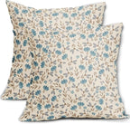 Brown Blue Grey Gray Floral Pillow Covers 24x24 Set of 2 Vintage Rustic Old Style Cute Small Flower Cream Print Decorative Outdoor Pillowcases Farmhouse Throw Cushion Case Decor for Couch Sofa Bed
