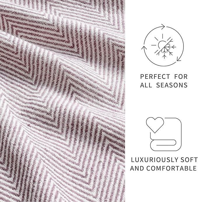 BOURINA Herringbone Throw Blanket,Soft Lightweight Cozy Throw for Bed Couch Decorative Blanket, Purple 50" x 60"